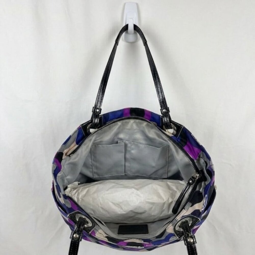 Coach Alex Op Art Purple Multicolor Signature Tote Shoulder Bag Y2K EUC - Picture 5 of 14